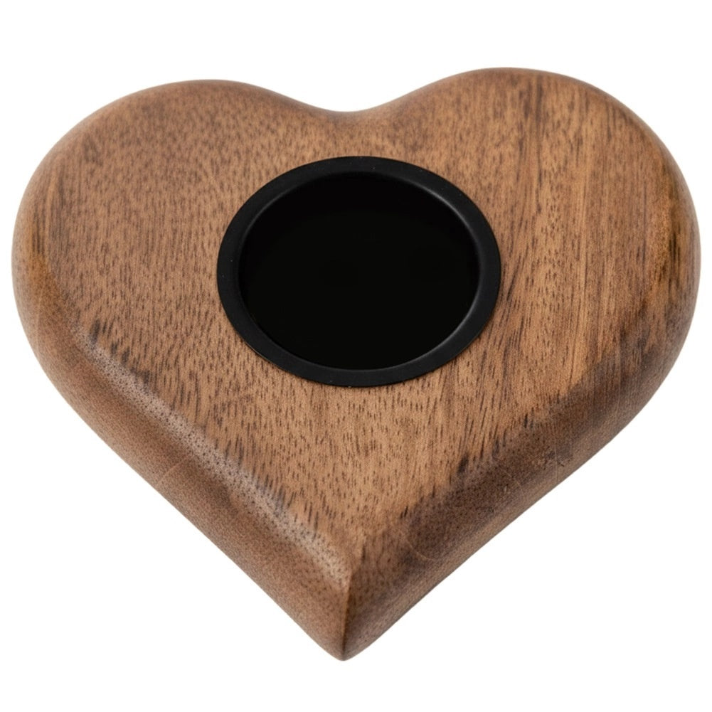 Heart-Shaped Mango Wood Tealight Candle Holder 12.5x12 cm