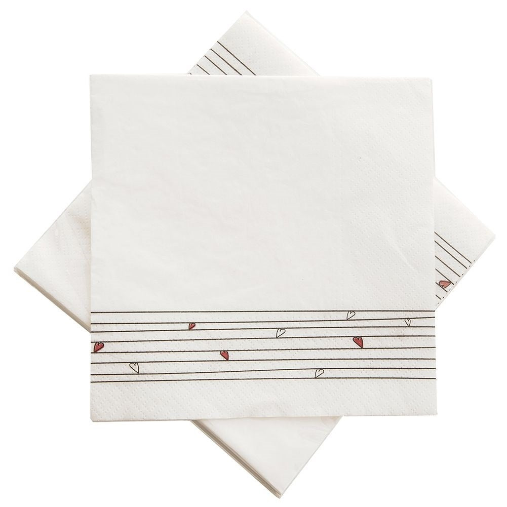 Heart-patterned Three-ply Paper Napkins - 20-pack White