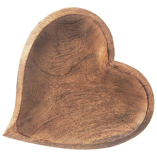 Heart-shaped Mango wood tray for Snacks Serving