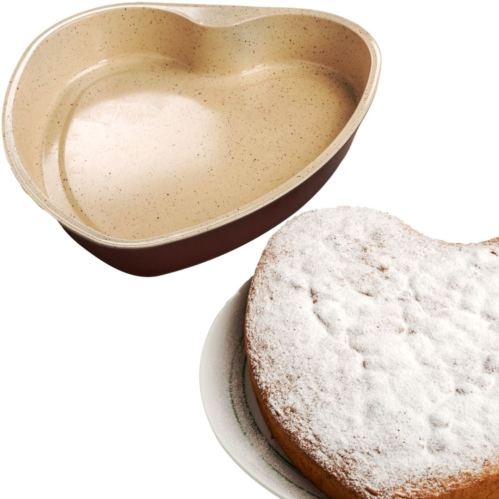 Heart-shaped baking dish with ceramic granite coating