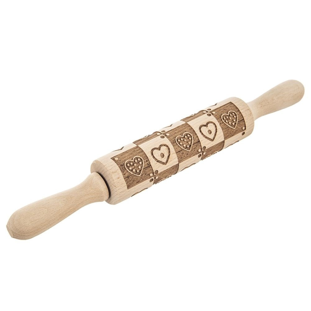 Heart-shaped rotating rolling pin for cake and sugar paste