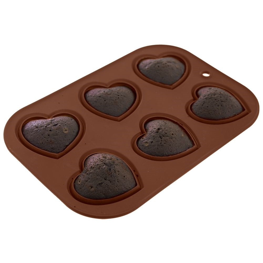 Heart-shaped silicone mold for baking muffins