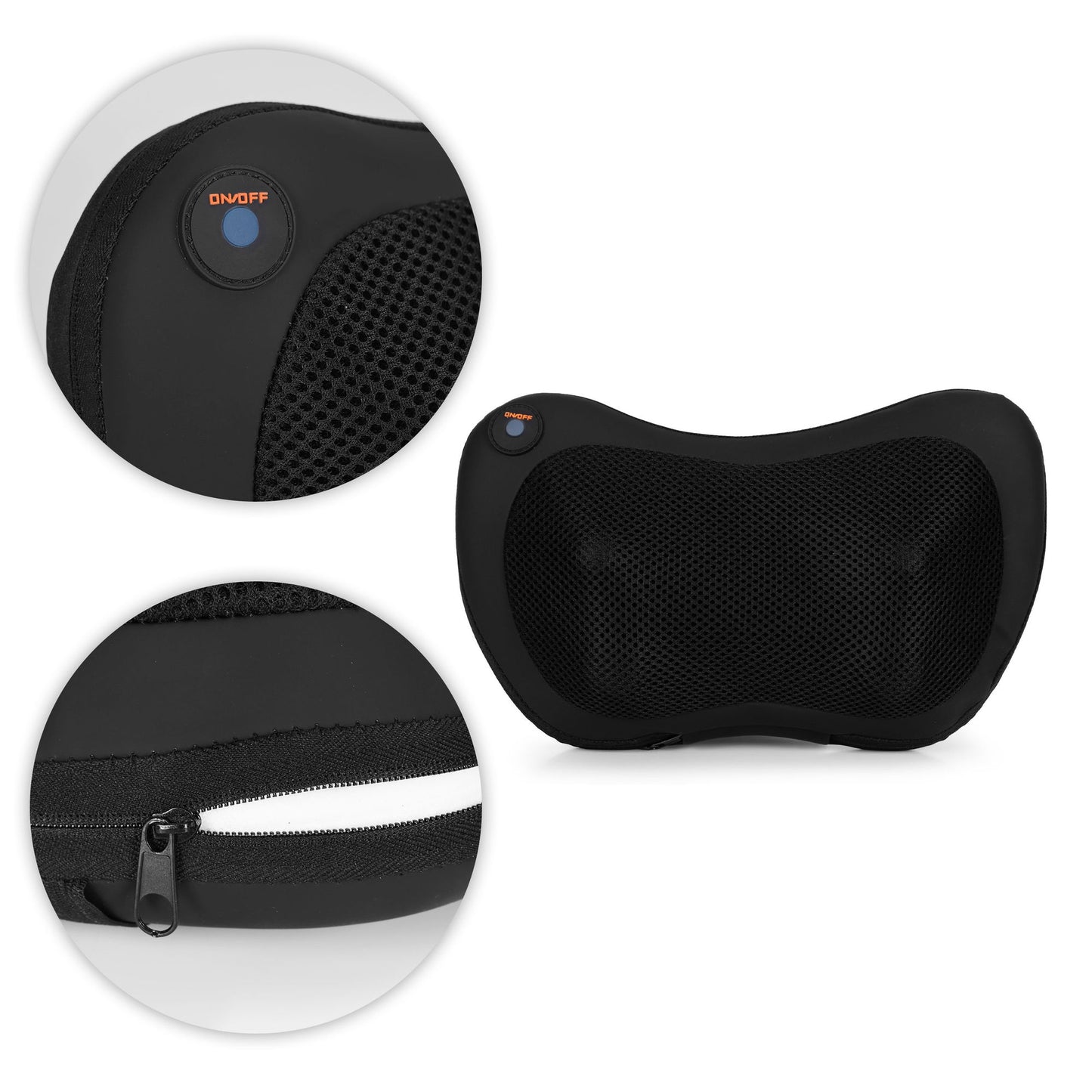 Heated Massaging Pillow with 4 Heads, 20W Power