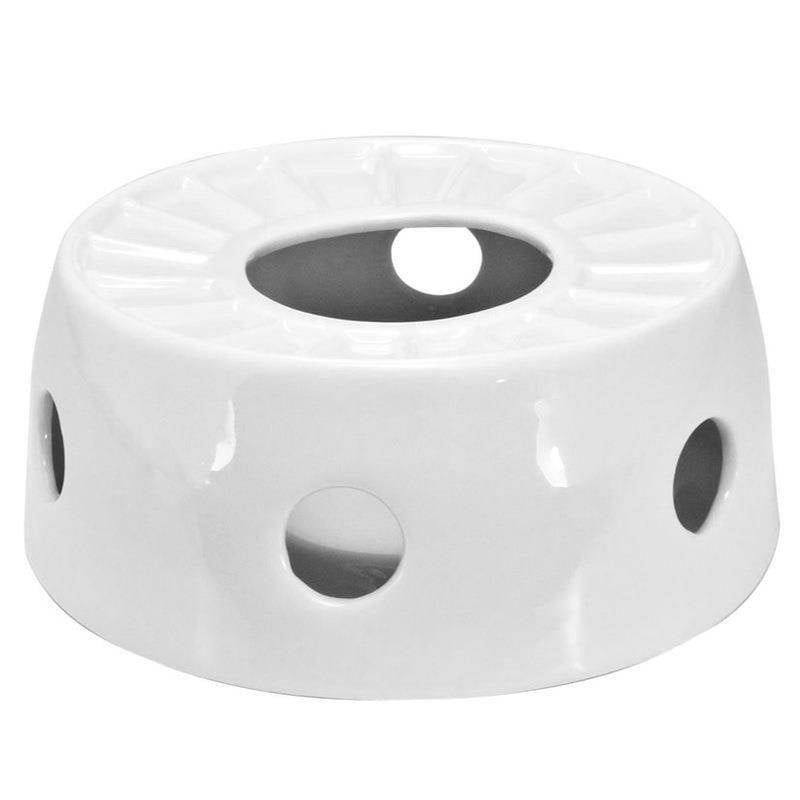 Heater for jug with tealight, white ceramic, elegant design