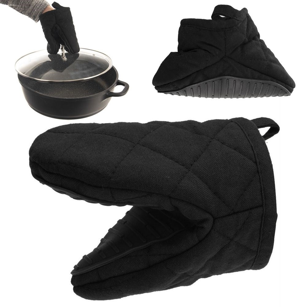 Heat-protective cotton glove with silicone grip