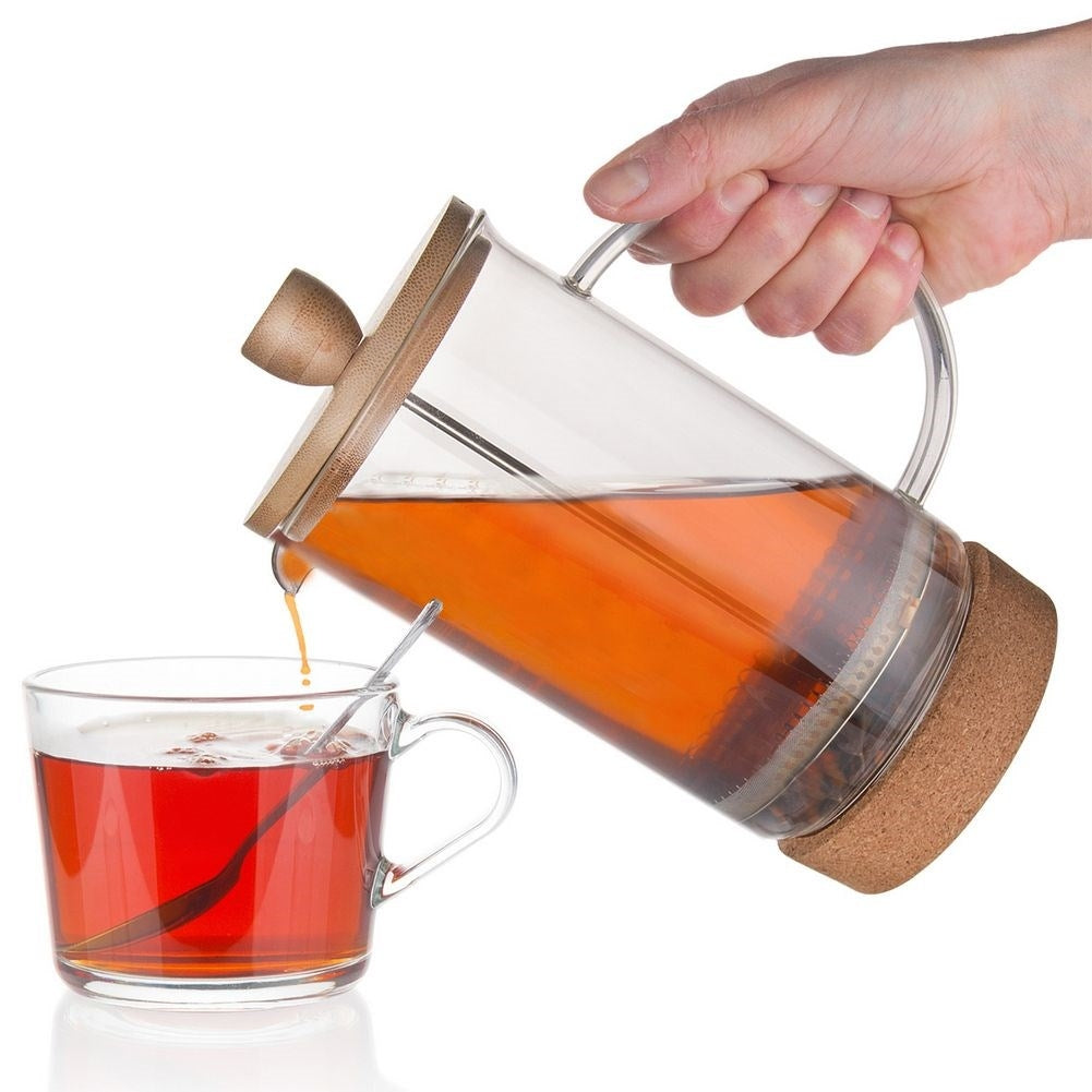 Heat-resistant Glass Tea Maker with Steel Piston