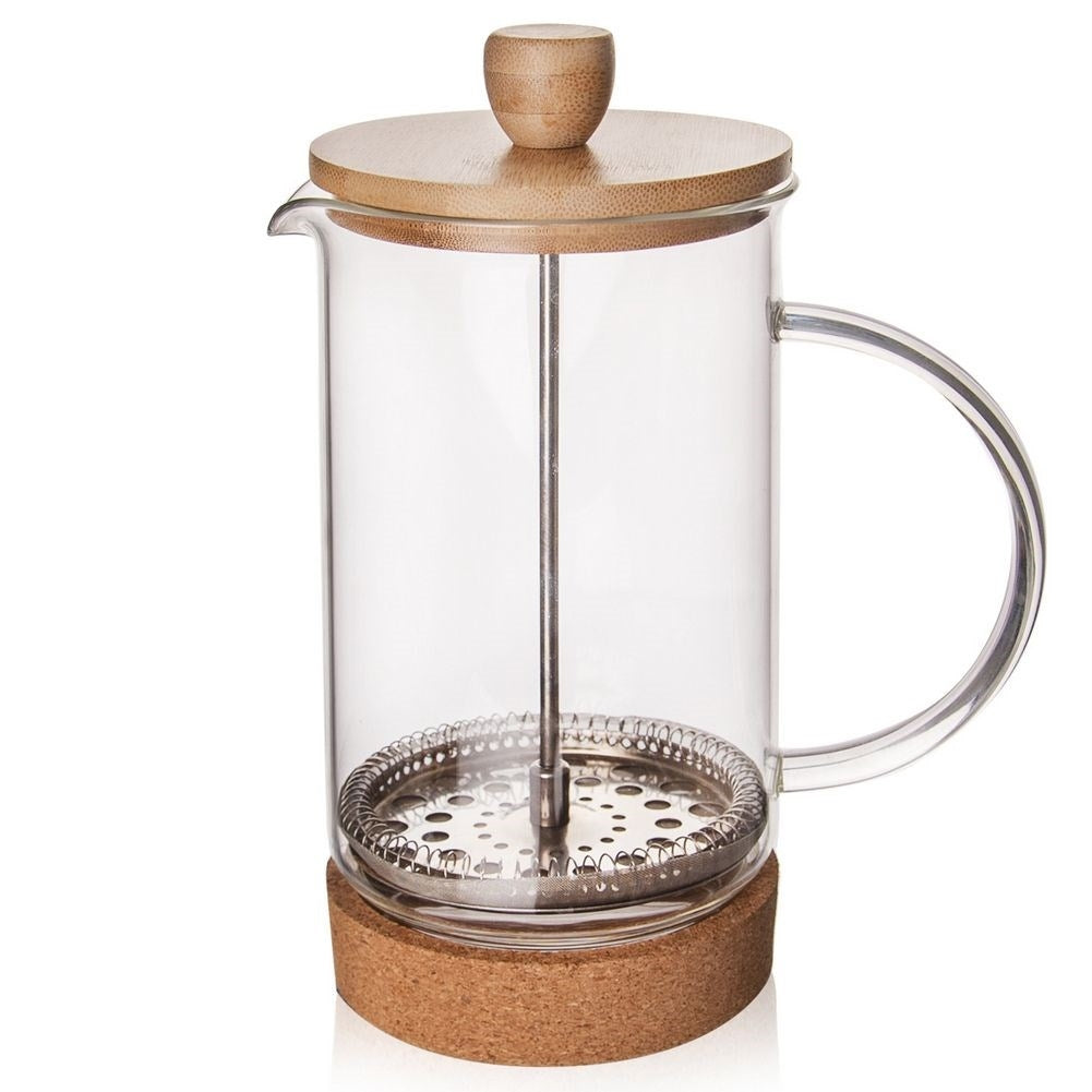 Heat-resistant coffee press pot with steel piston for coffee and tea
