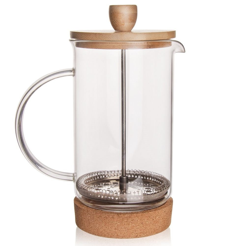 Heat-resistant coffee press pot with steel piston for coffee and tea