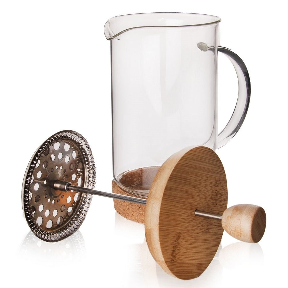 Heat-resistant coffee press pot with steel piston for coffee and tea