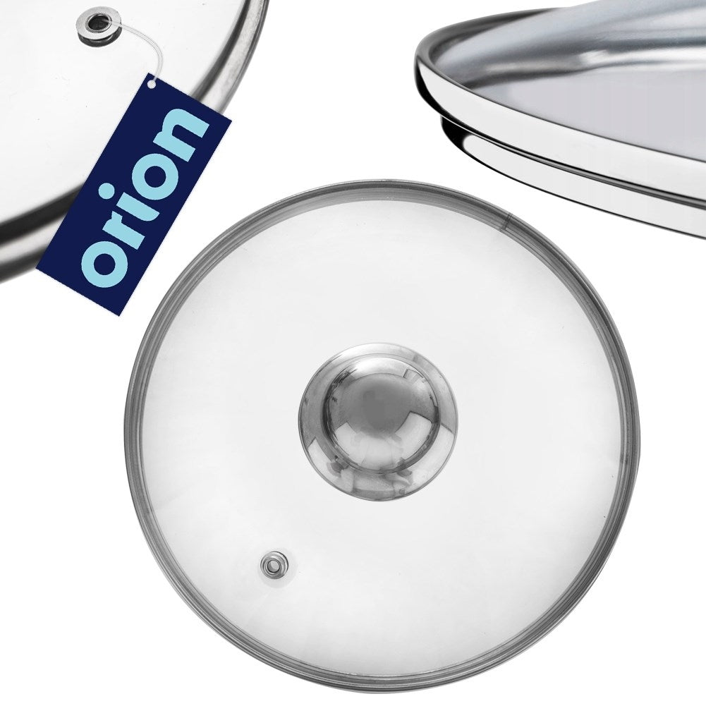 Heat-resistant glass lid with steel edge and steam outlet