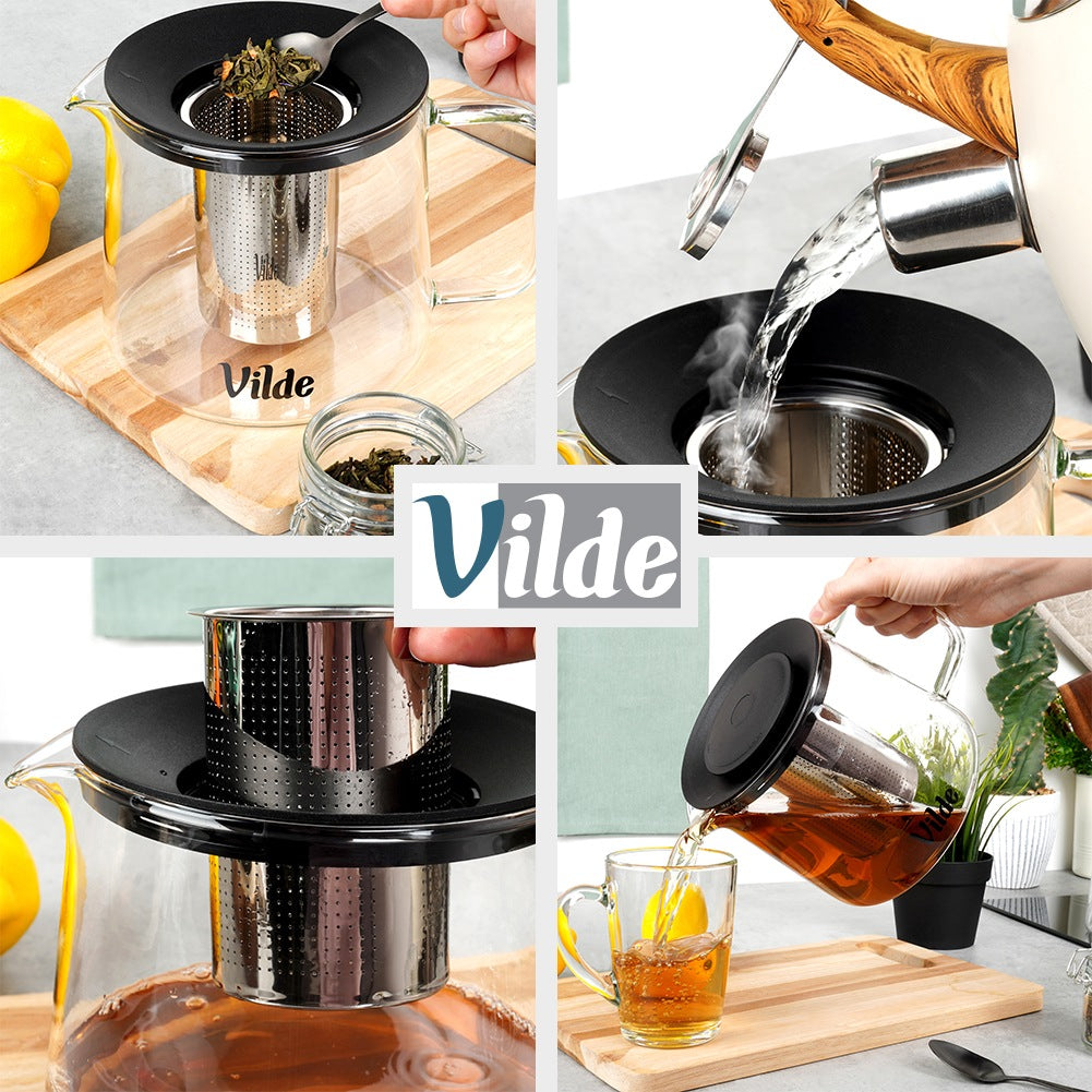 Heat-resistant glass teapot with infuser 1.5 l