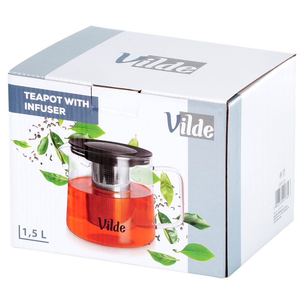 Heat-resistant glass teapot with infuser 1.5 l