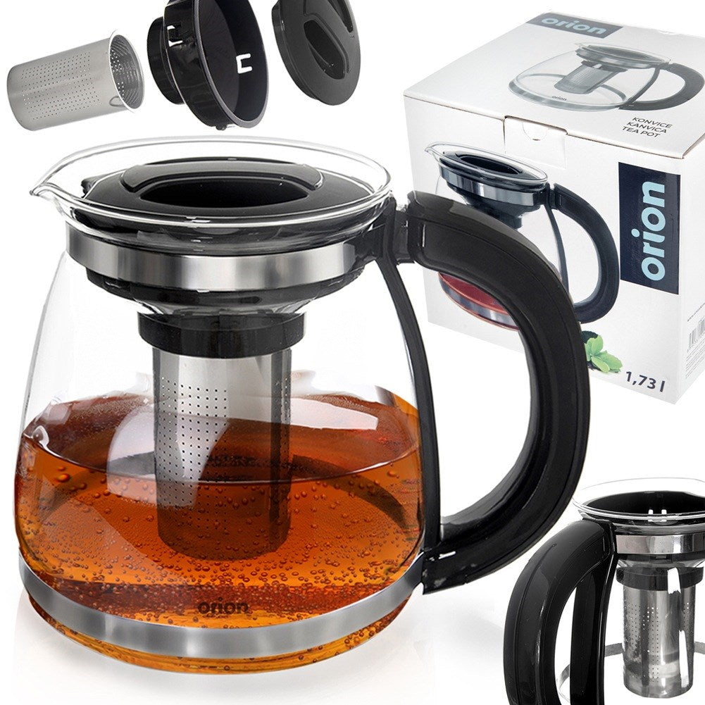 Heat-resistant glass teapot with infuser 1.73 l