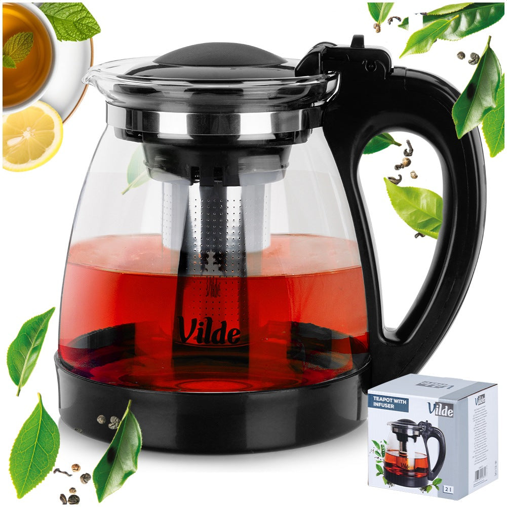 Heat-resistant glass teapot with infuser 2 l