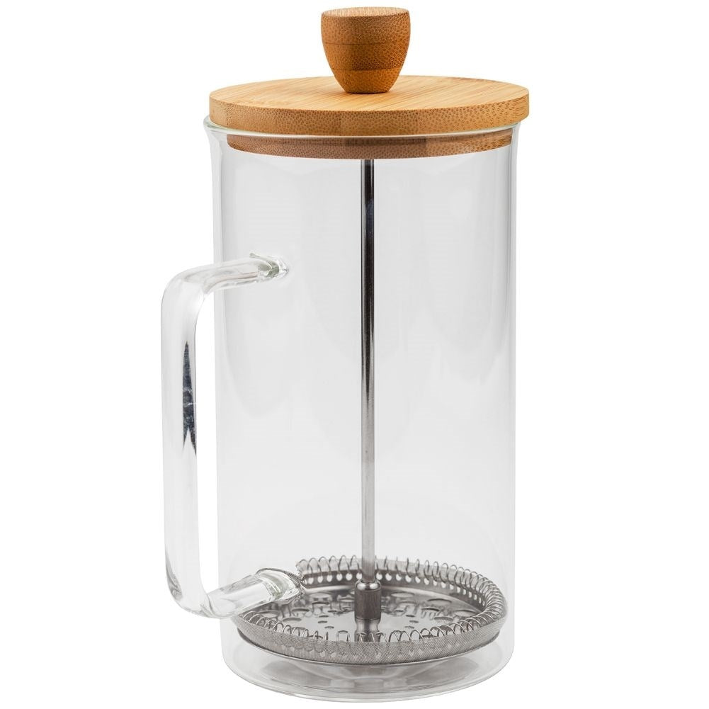 Heat-resistant glass teapot with steel piston for tea and coffee