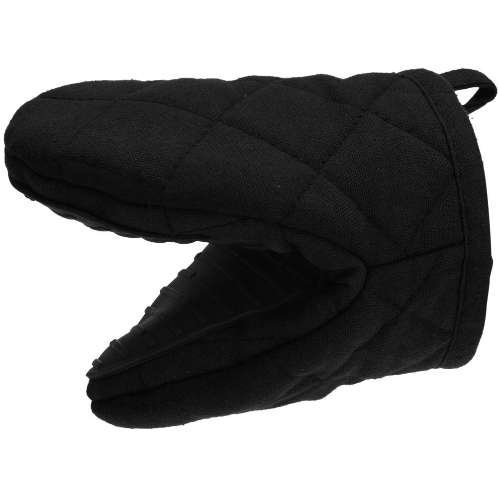 Heat-resistant gloves with silicone grips for hot containers