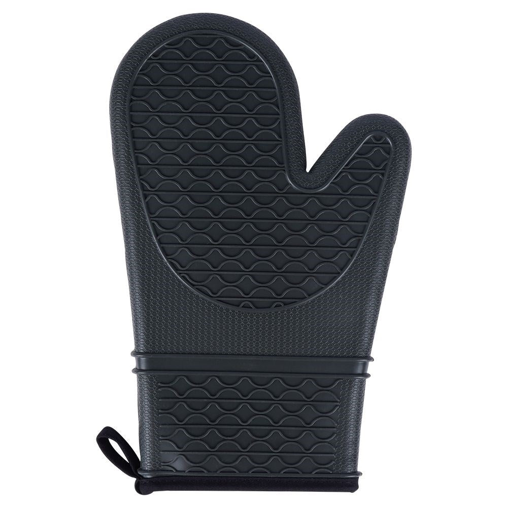 Heat-resistant silicone oven mitt for a secure grip