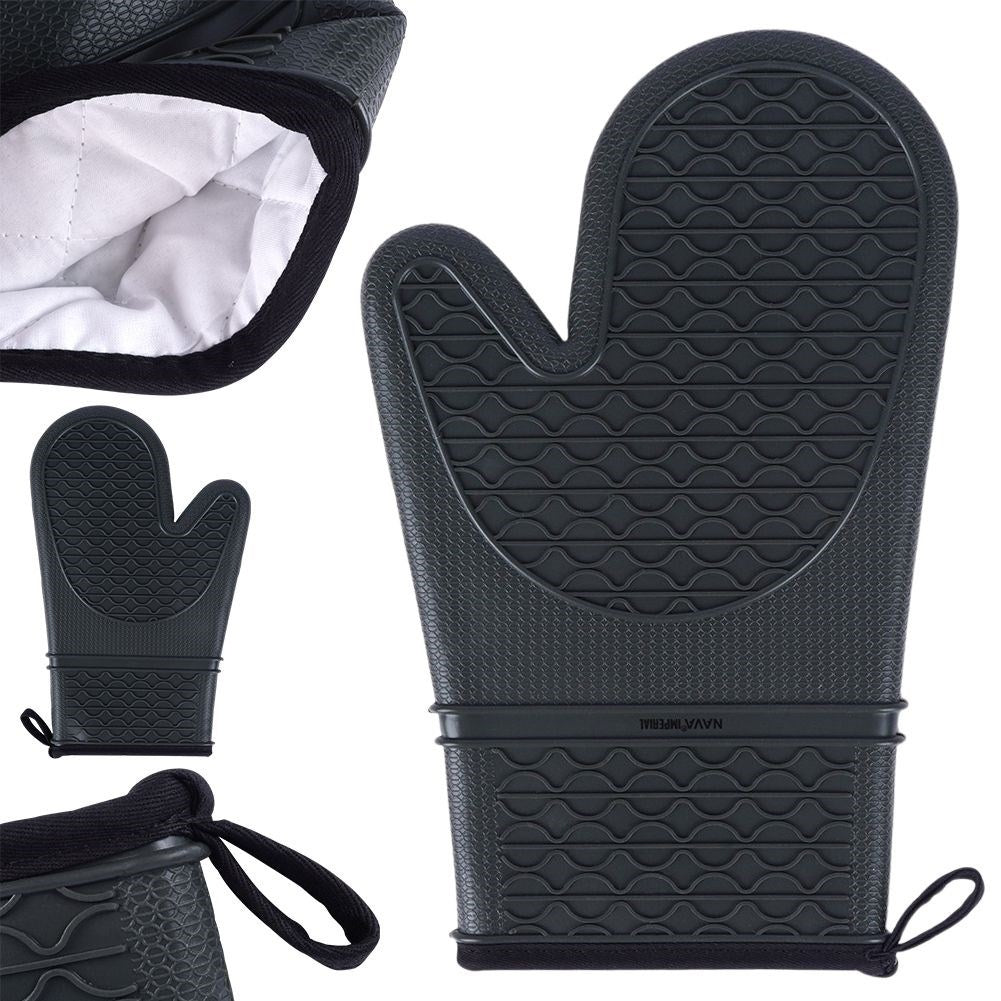 Heat-resistant silicone oven mitt for a secure grip