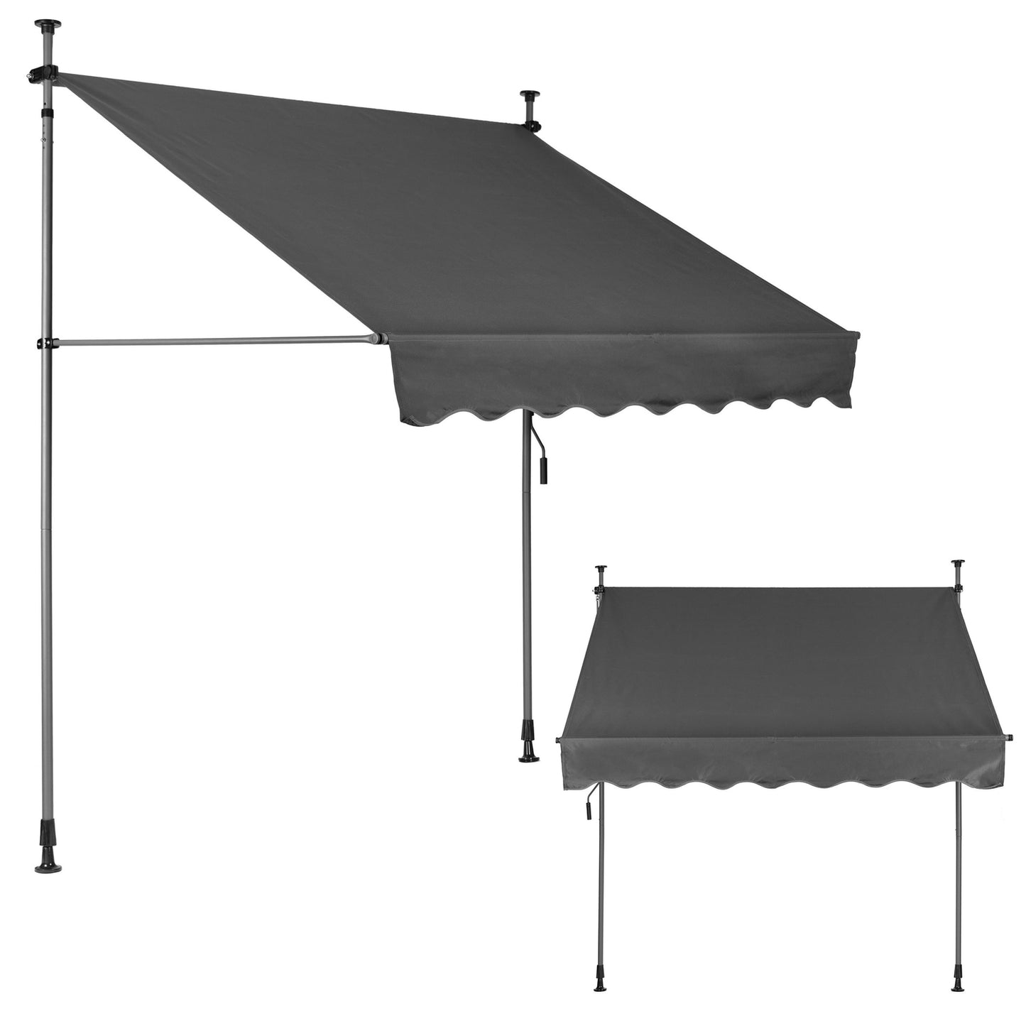 Height-adjustable, waterproof balcony sunshade with hand crank