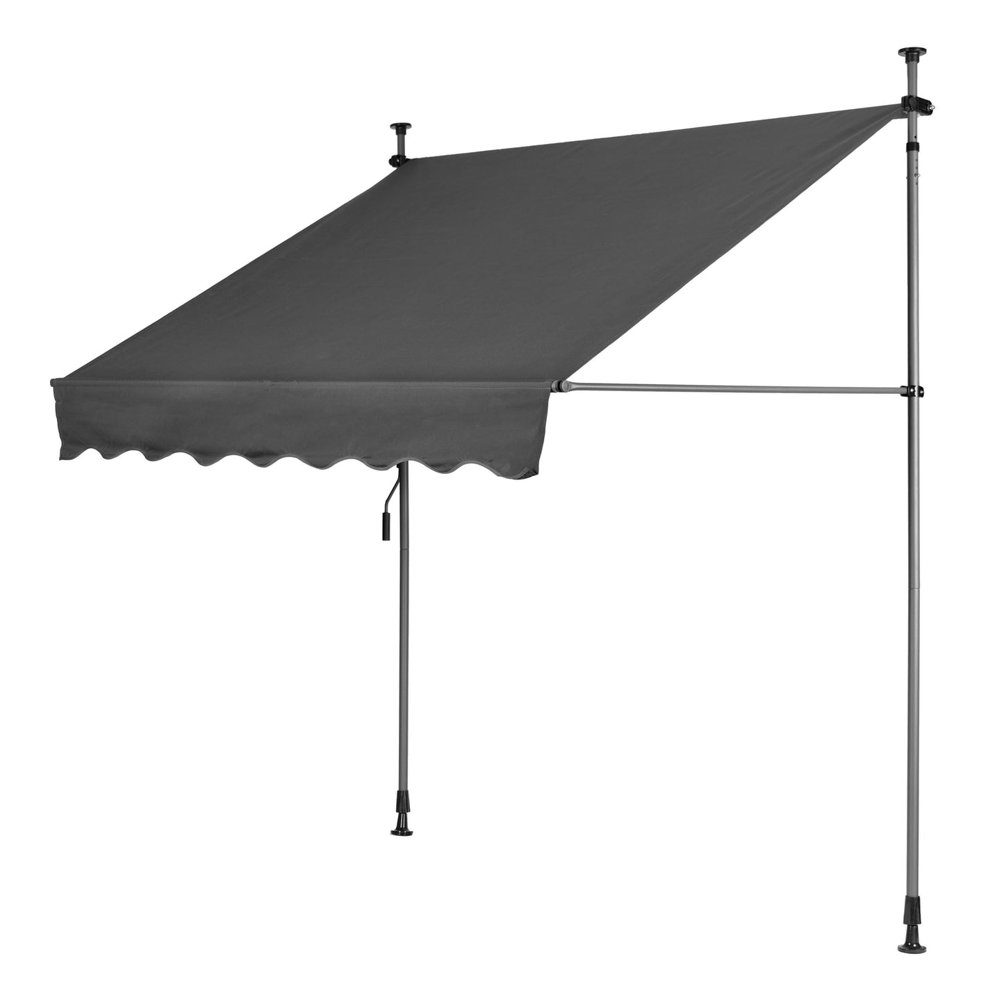Height-adjustable, waterproof balcony sunshade with hand crank