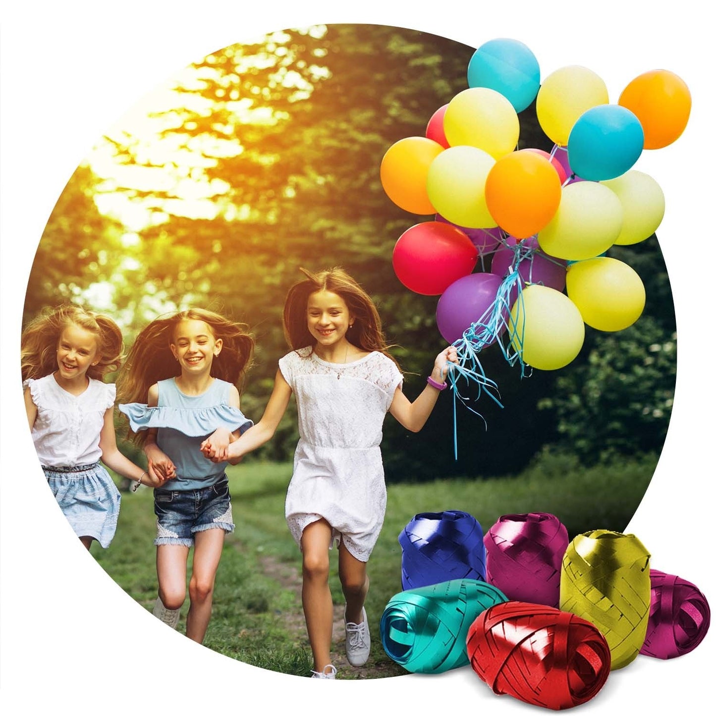 Helium balloon package with balloons and ribbon, 0.42 m³