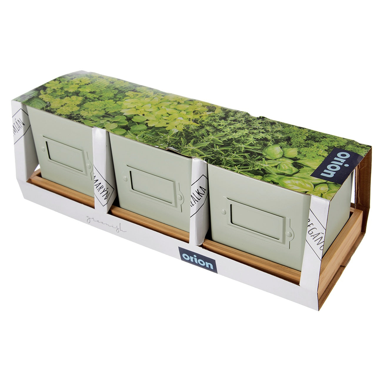 Herb pot cover on stand GREENISH 4 pcs.