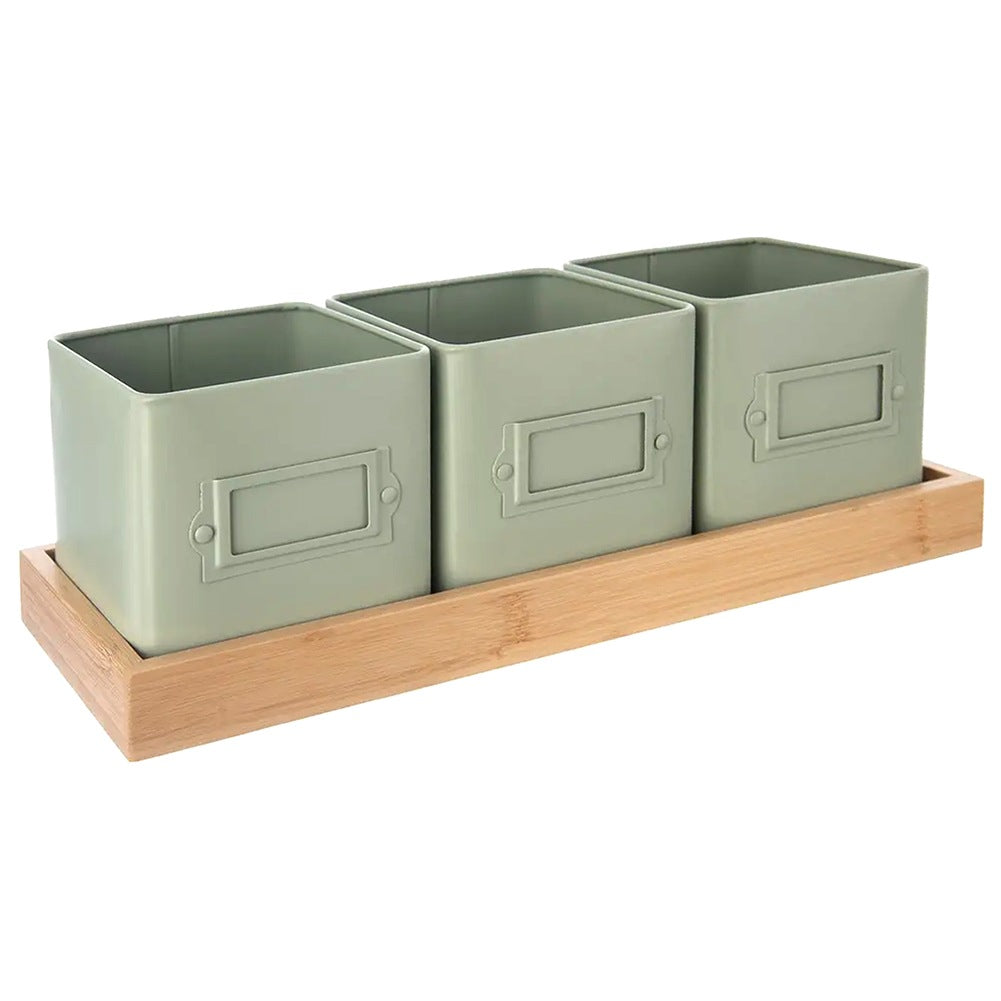 Herb pot cover on stand GREENISH 4 pcs.