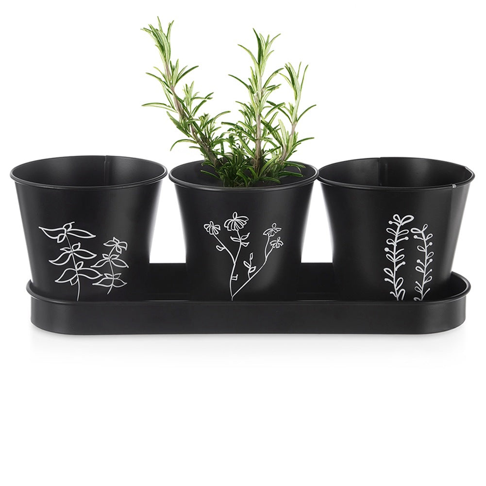 Herb pot on stand BLACKLINE 4 pcs.