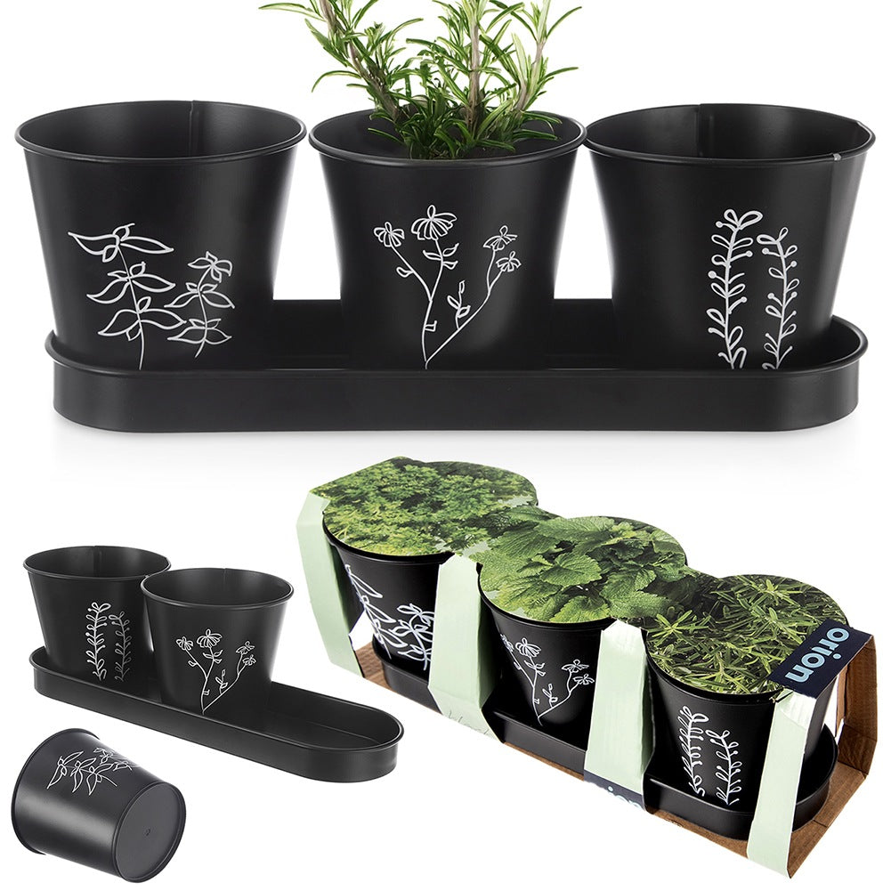 Herb pot on stand BLACKLINE 4 pcs.
