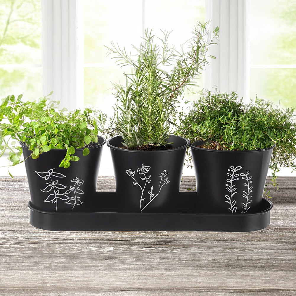 Herb pot on stand BLACKLINE 4 pcs.