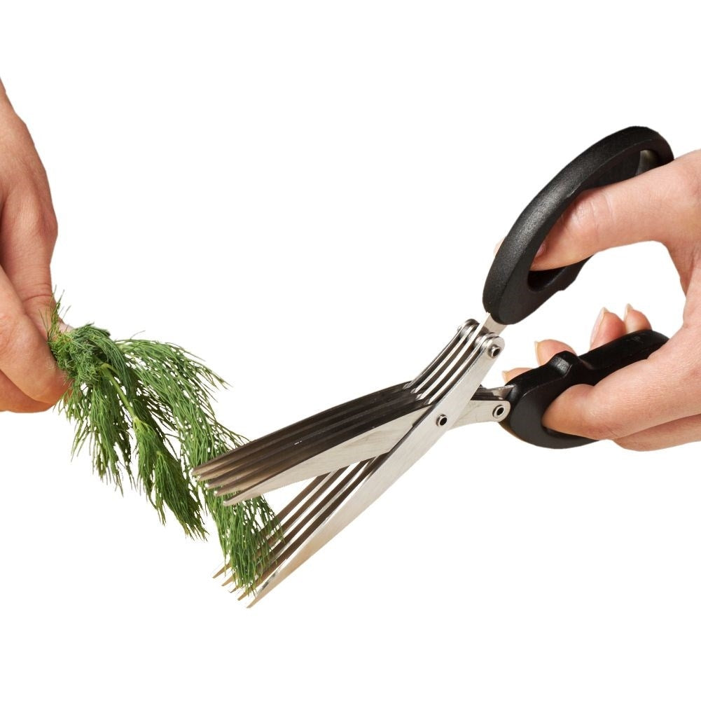 Herb scissors with five blades for quick chopping in the kitchen