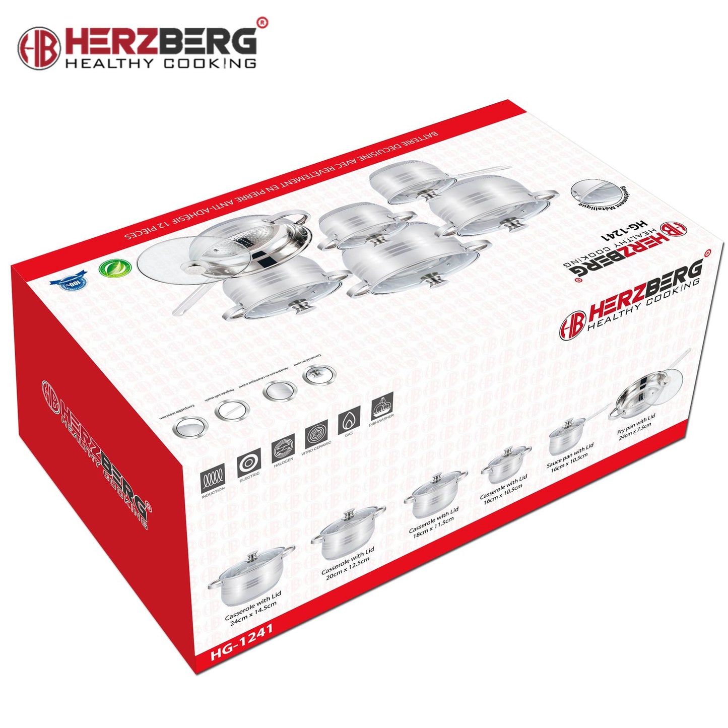 Herzberg 12 Pieces Stainless Steel Cookware Set