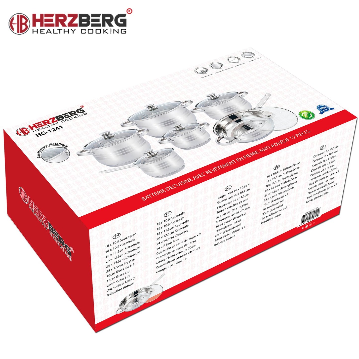 Herzberg 12 Pieces Stainless Steel Cookware Set