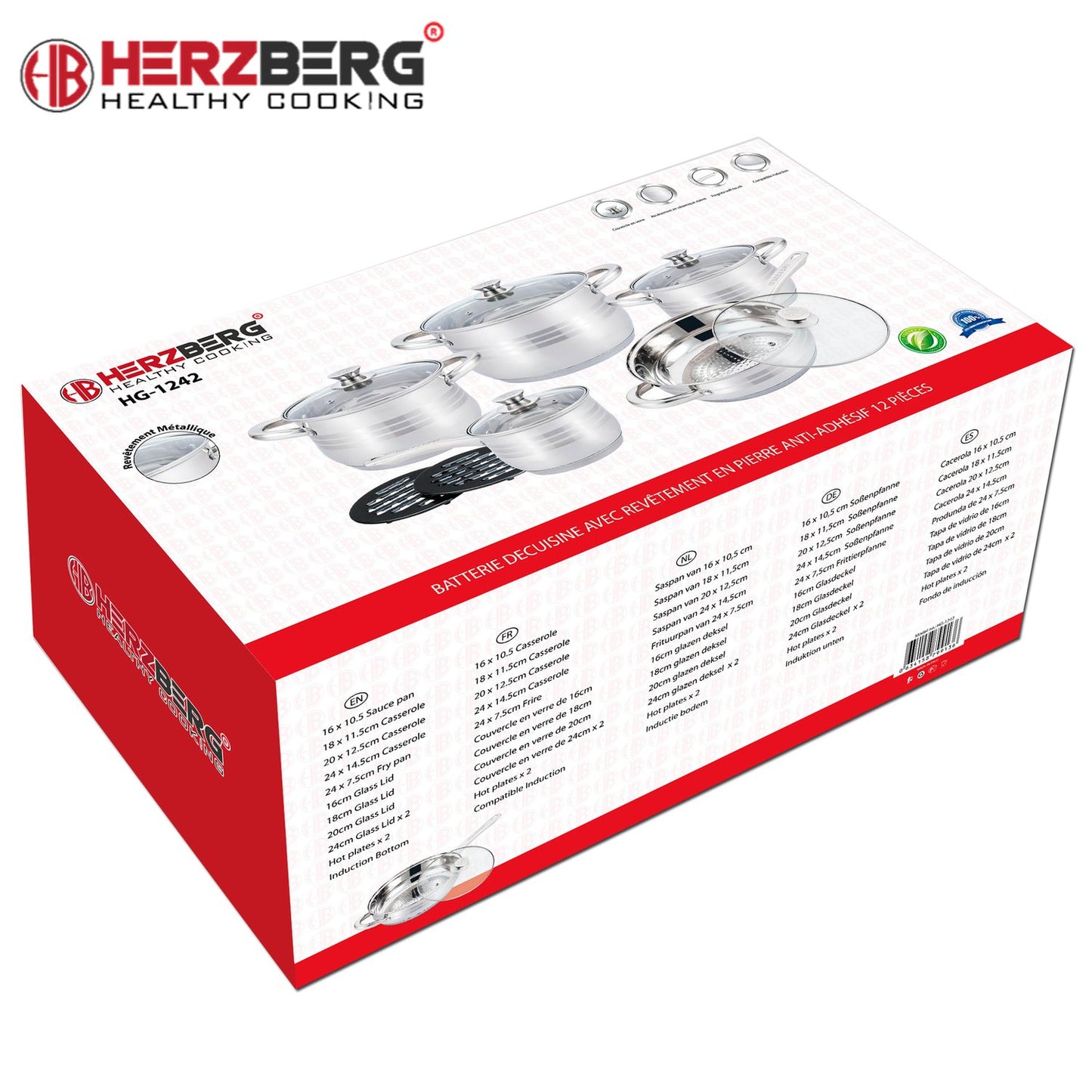 Herzberg 12 Pieces Stainless Steel Cookware Set