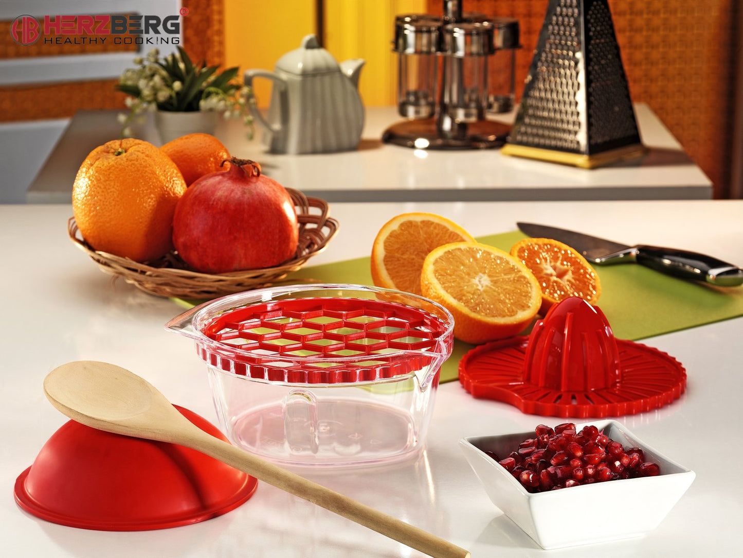 Herzberg 2-in-1 Multi-Functional Manual Pomegranate Seed Remover and Citrus Juicer