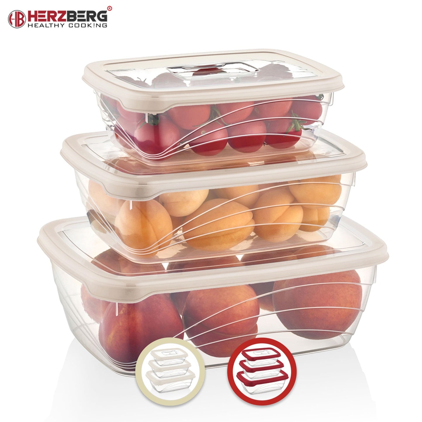 Herzberg 3 Pieces Bio Saver Box Set Red
