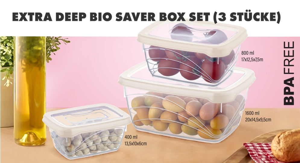 Herzberg 3 Pieces Extra Deep Bio Saver Box Set Ivory