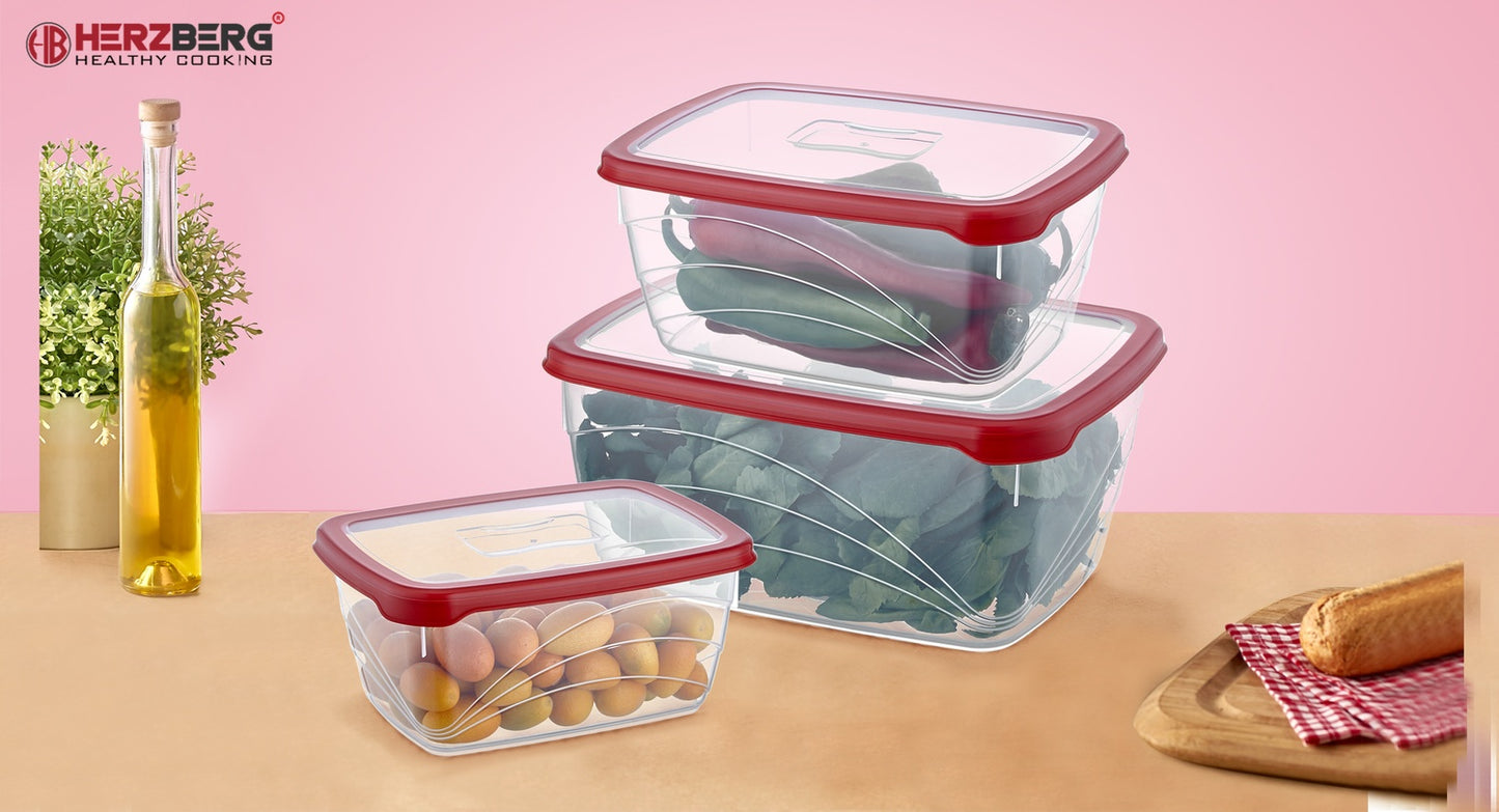 Herzberg 3 Pieces Extra Deep Bio Saver Box Set Red