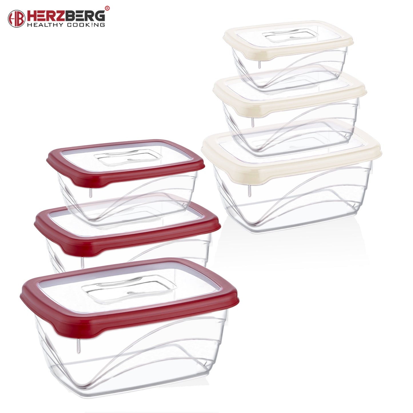 Herzberg 3 Pieces Extra Deep Bio Saver Box Set Red