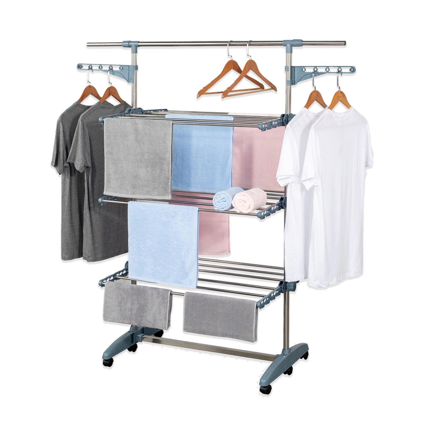 Herzberg 3-Tier Clothes Laundry Drying Rack Gray