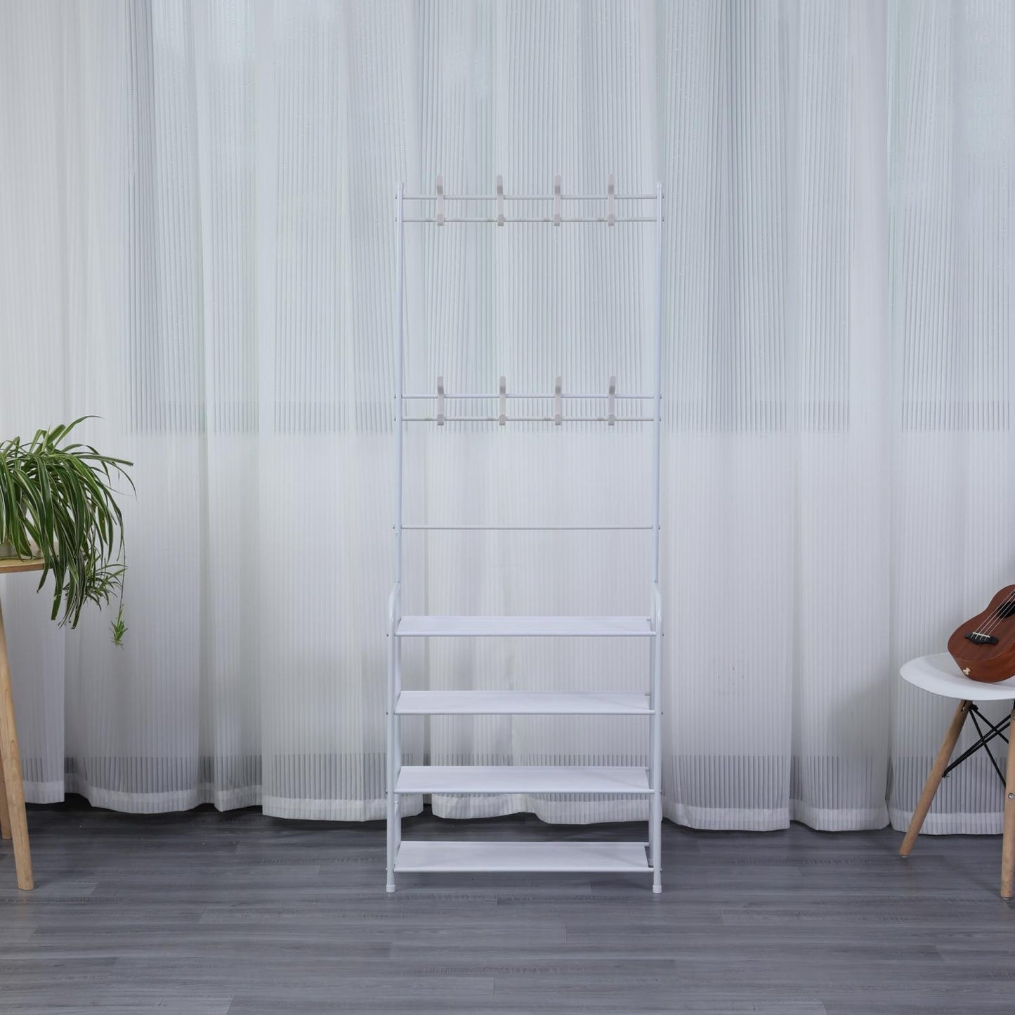Herzberg 4-Tier Entryway Coat Rack and Hallway Storage Rack Organizer - 60x153cm