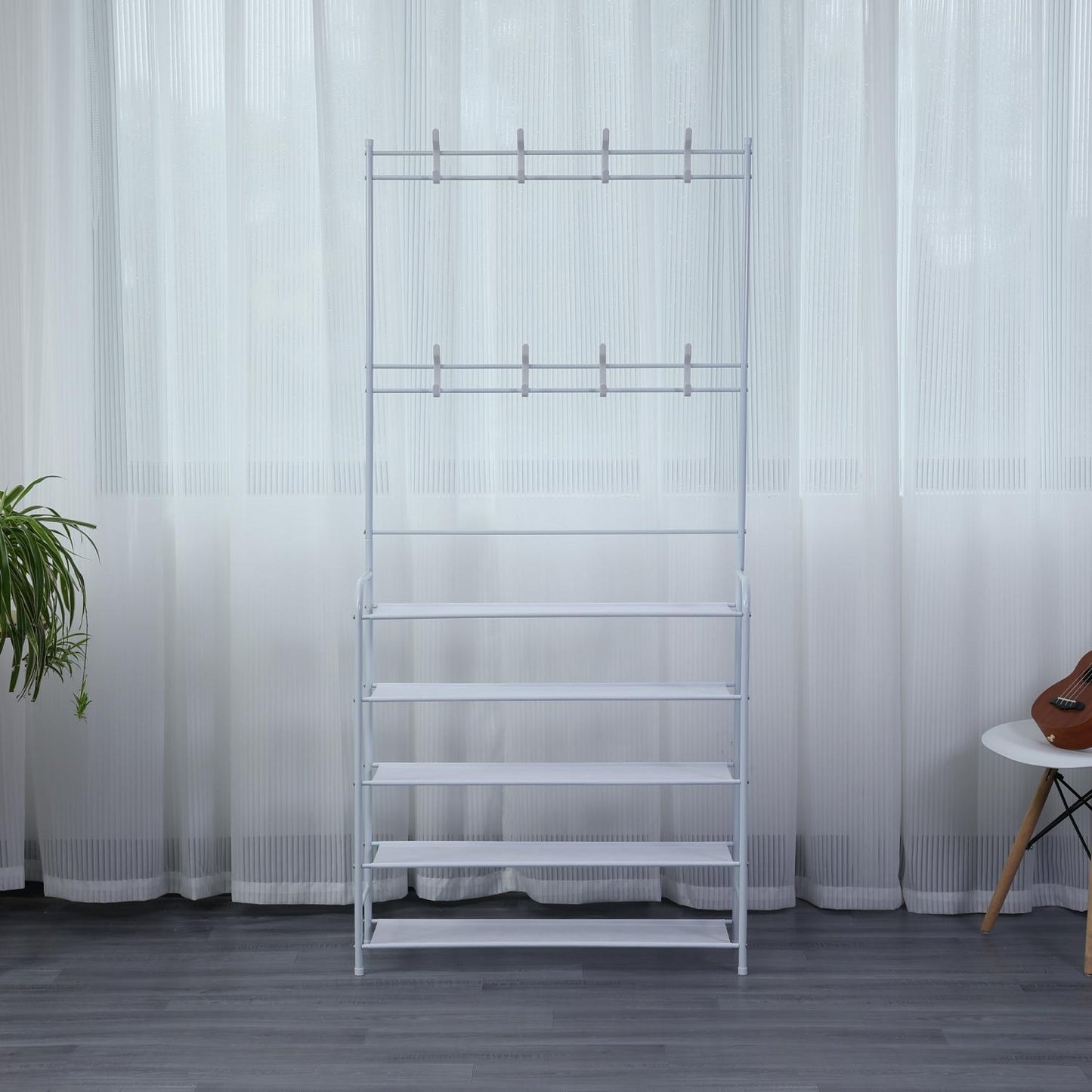 Herzberg 4-Tier Entryway Coat Rack and Hallway Storage Rack Organizer - 60x170cm