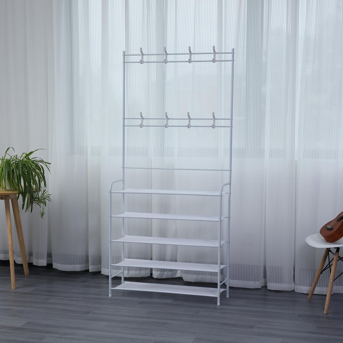 Herzberg 4-Tier Entryway Coat Rack and Hallway Storage Rack Organizer - 60x170cm