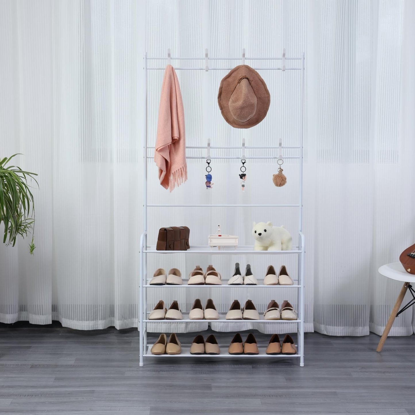 Herzberg 4-Tier Entryway Coat Rack and Hallway Storage Rack Organizer - 80x153cm