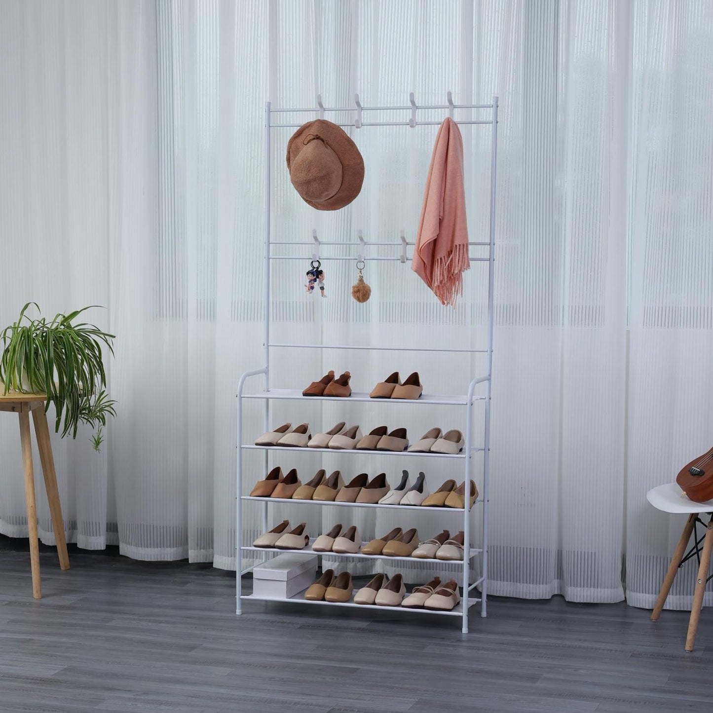 Herzberg 4-Tier Entryway Coat Rack and Hallway Storage Rack Organizer - 80x170cm