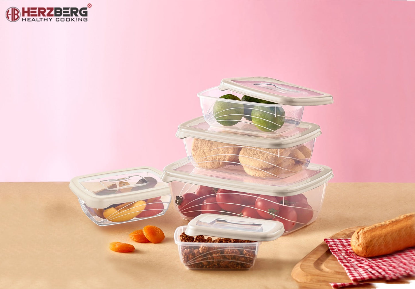 Herzberg 5 Pieces Bio Saver Box Set Ivory