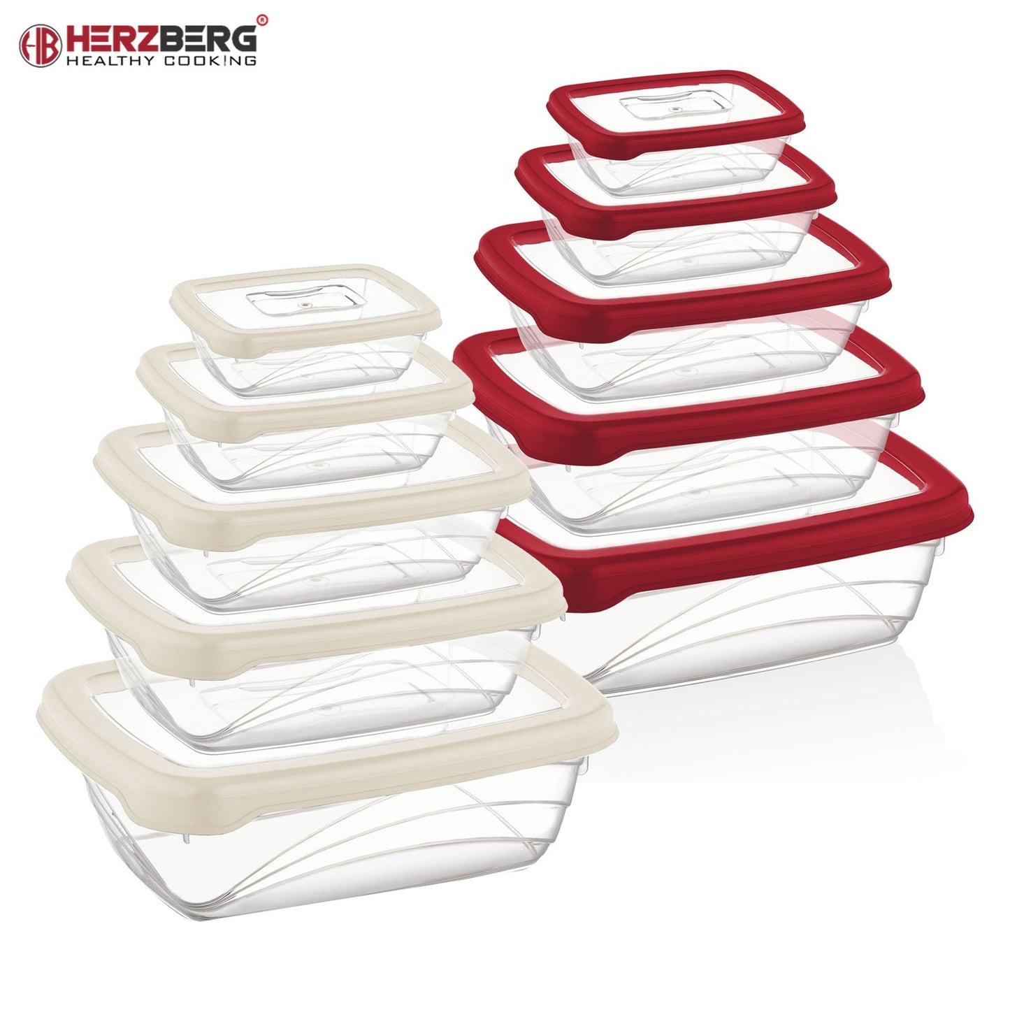 Herzberg 5 Pieces Bio Saver Box Set Red