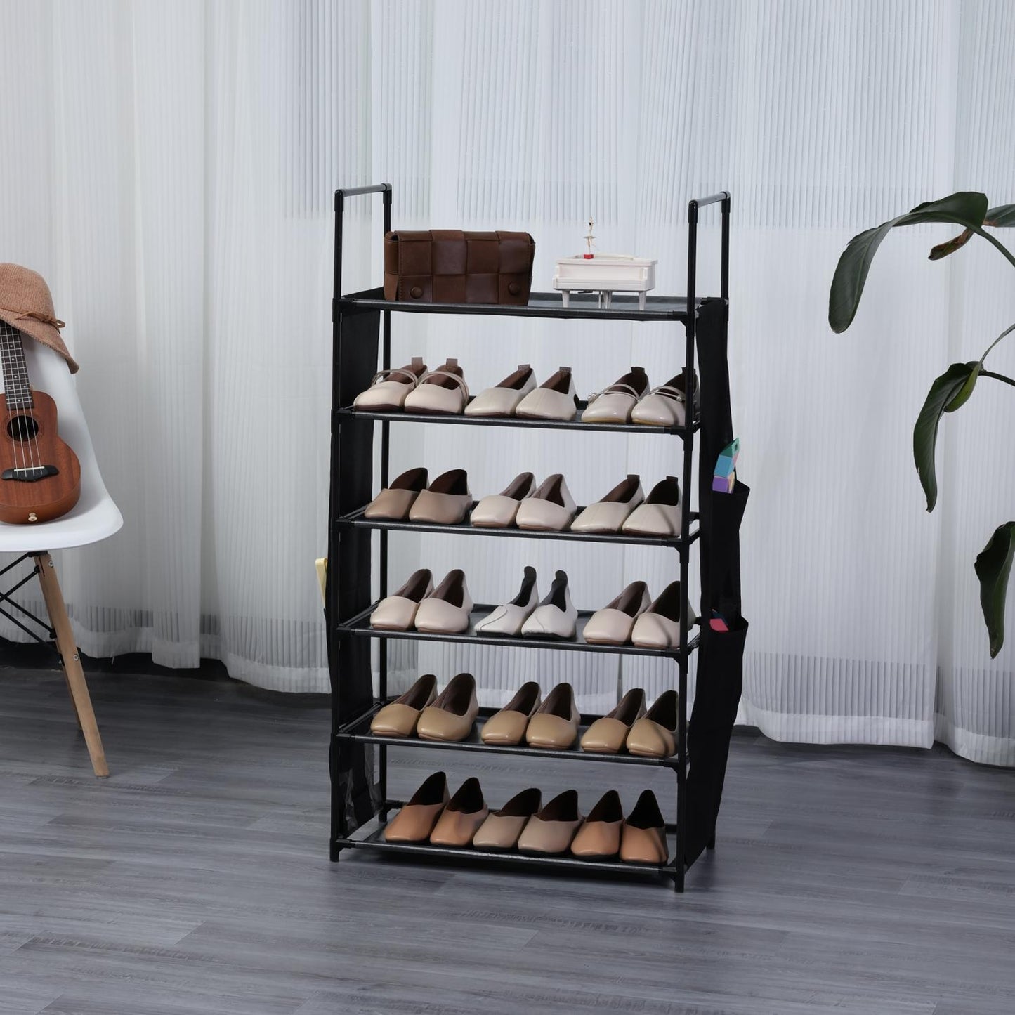 Herzberg 6 Layer Storage Shoe Rack - 47x100cm Gray
