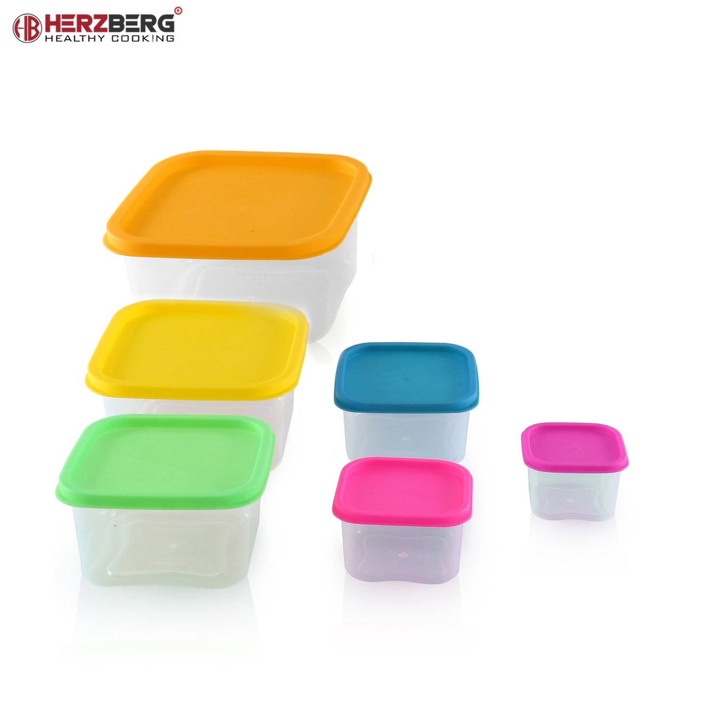 Herzberg 6-in-1 Square Food Storage Container Set