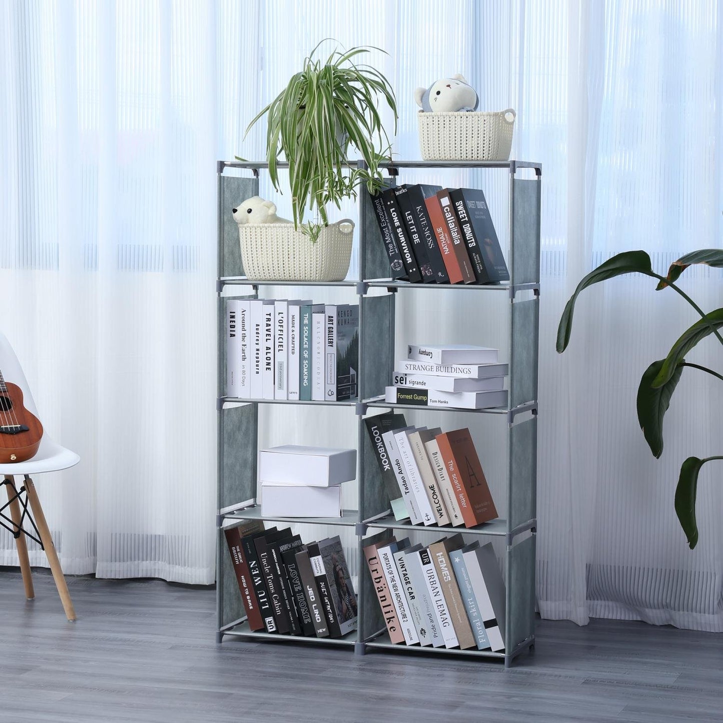 Herzberg 8-Layer Multi-purpose Bookshelf and Storage Rack - 85x125cm Gray